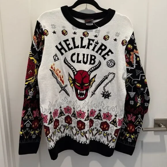 Netflix Stranger Things Hellfire Club Christmas Unisex Sweater, Size Large. - Picture 7 of 15